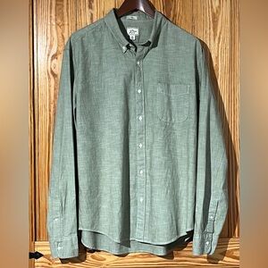 J.CREW Organic Cotton Men’s Slim Fit Button-Down Shirt Stretch Moss Green